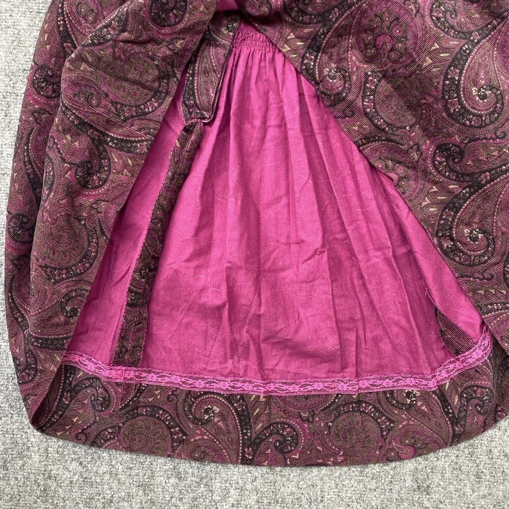 Vintage Corduroy Paisley Dress Girls 7 Years Purple  Floral by Rosalind Rogers
